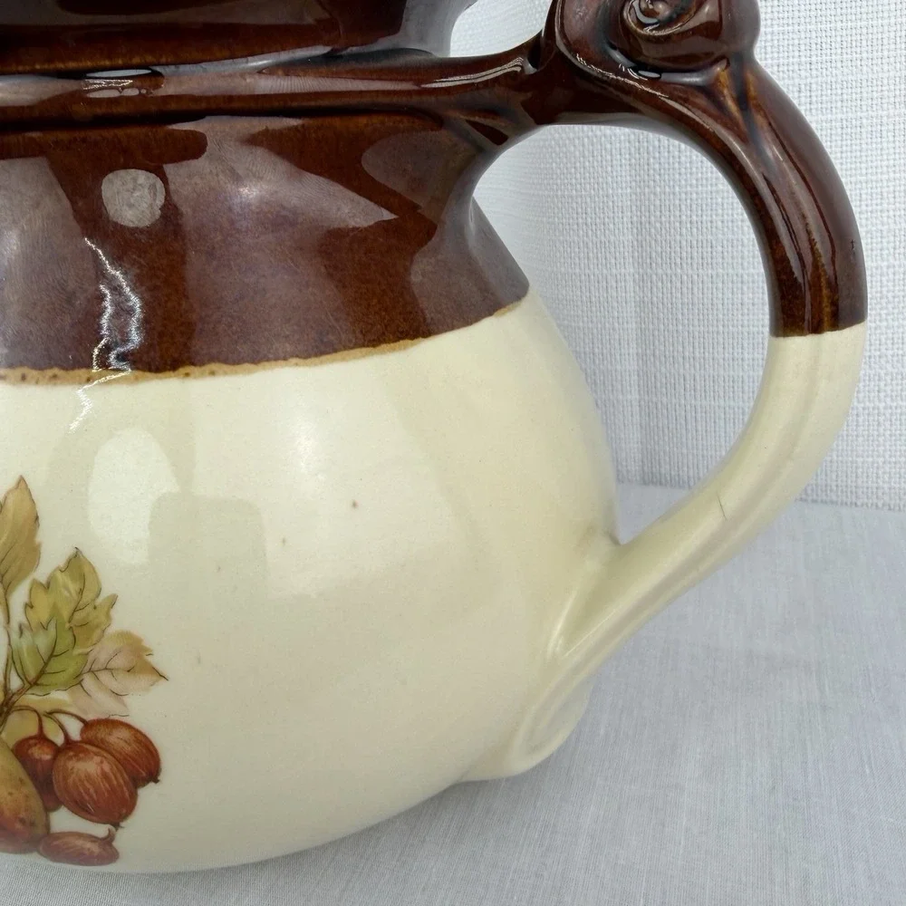 McCOY USA Pottery Pitcher Vintage 1960's Grapes Fruit Pear Nuts 7515 Brown Fall